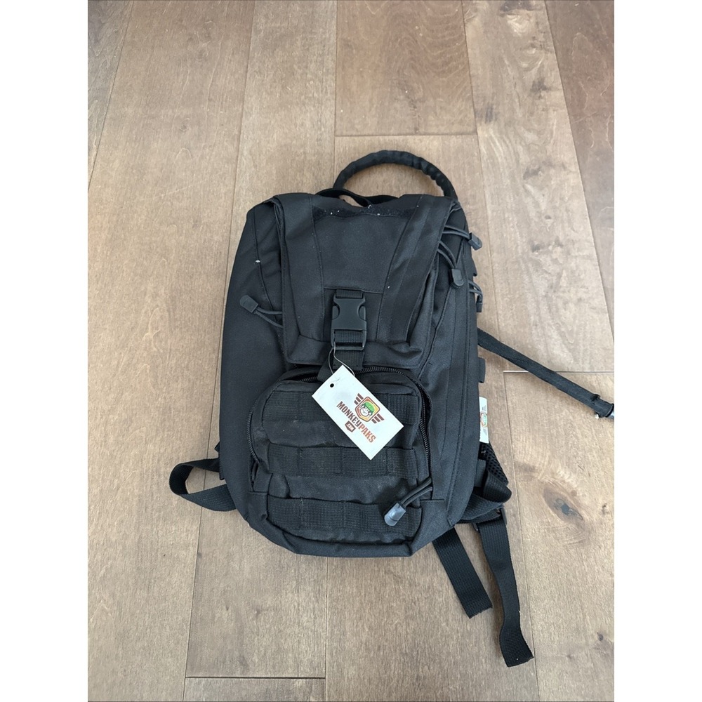 Monkey Paks Tactical Hydration Backpack 14x10" Front Pockets Paracord Zipper